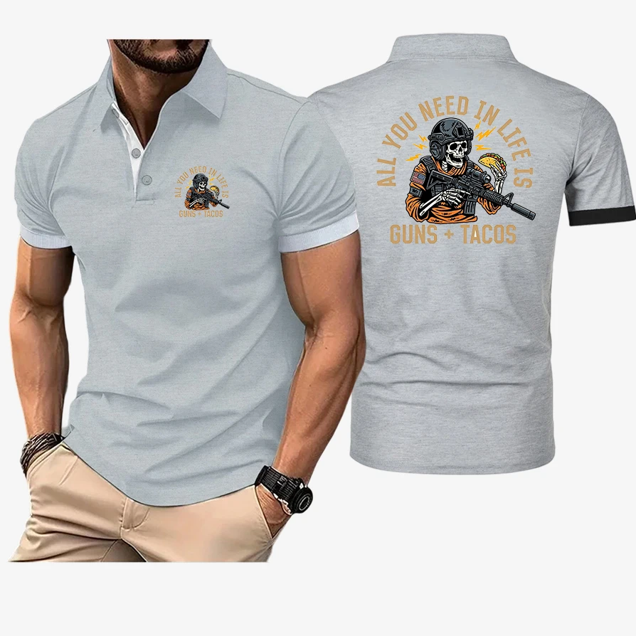 All You Need in Life Is Tacos Logo Print 2026 Men's Ultra-light Quick-drying Breathable Sweat-wicking Shirt Fitness Polo Shirt