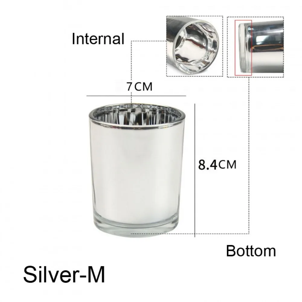 Creative Electroplated Glass Candle Cup Empty Aroma Candle Holder Colorful Glass Container Living Room Ornament