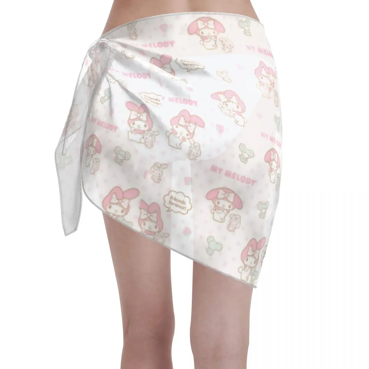 Sanrio My Melody Sarong Coverups für Damen, Badeanzug, Wickel-Badeanzug, Rock, Strand-Bikini, Cover-up, Bademode, Chiffon