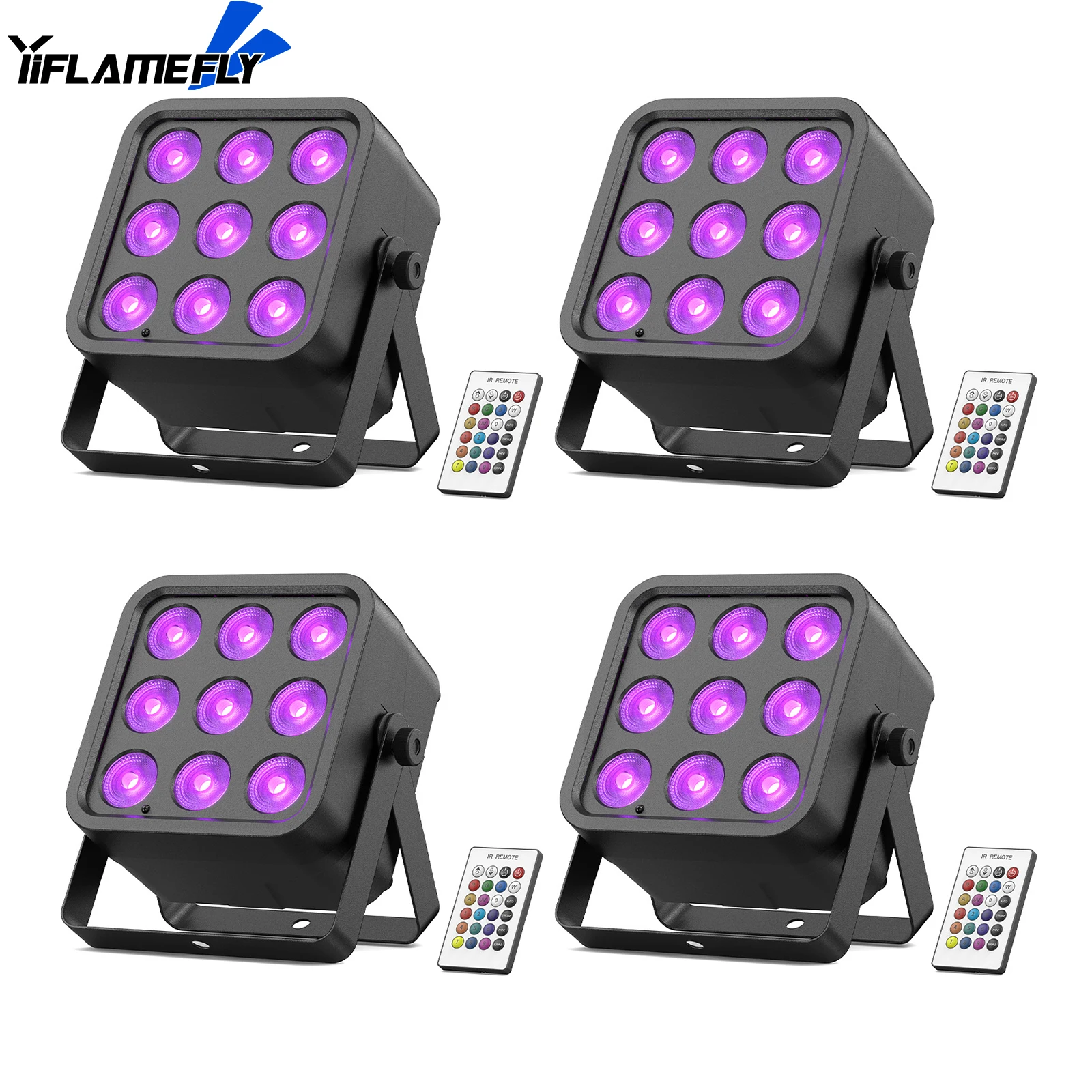 

Yiflamefly 4Pcs 90W RGBWA+UV 6-in-1 Rechargeable Battery LED Light DMX512 6/8/10CH Sound Activated For Wedding Birthday Party