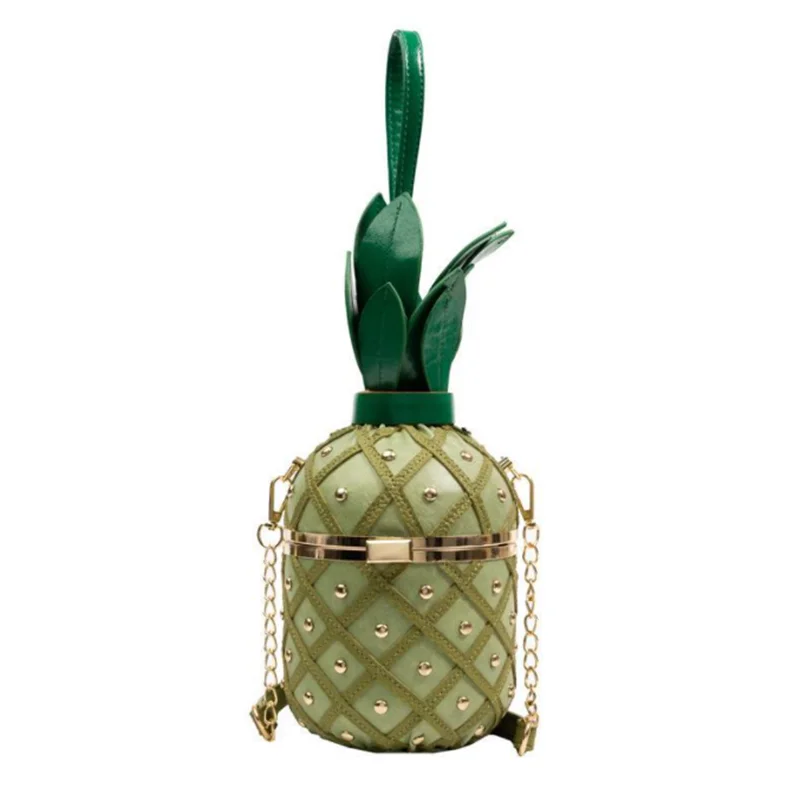 Fashion Pineapple Type Shoulder Crossbody Bag For Women 2024 Luxury Rivet Leather Chain Ladies Messenger Bag Handbag Purse