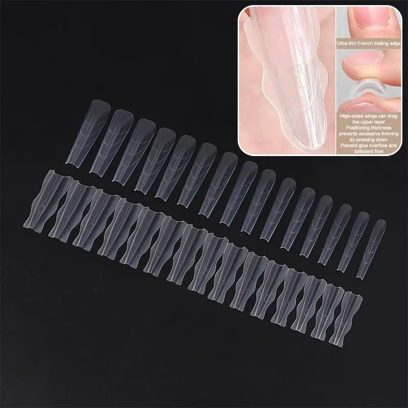 60Pcs Sandwich Nails Forms Nail Mold for Quick Nails Extension Plastic Nail Form Tools for Beginners Professionals