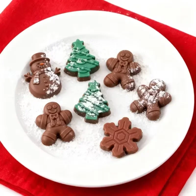 1-20PCS Christmas Tree Silicone Cake Mold DIY Snowman Gingerbread Man Pudding Baking Tool for Holiday Party Home Gift