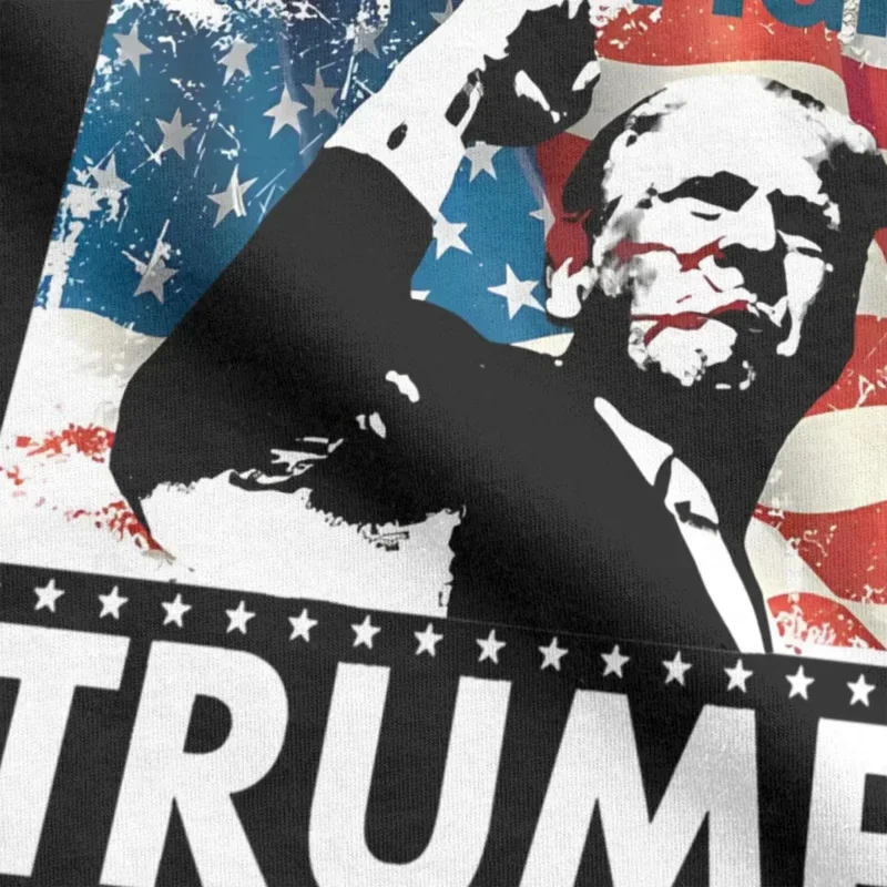 Kampf Kampf Kampf! Trump 2024 Herren-T-Shirts, Assassination Attempt, Neuheits-T-Shirts, kurzärmeliges T-Shirt mit rundem Kragen, Baumwolle, Sommer