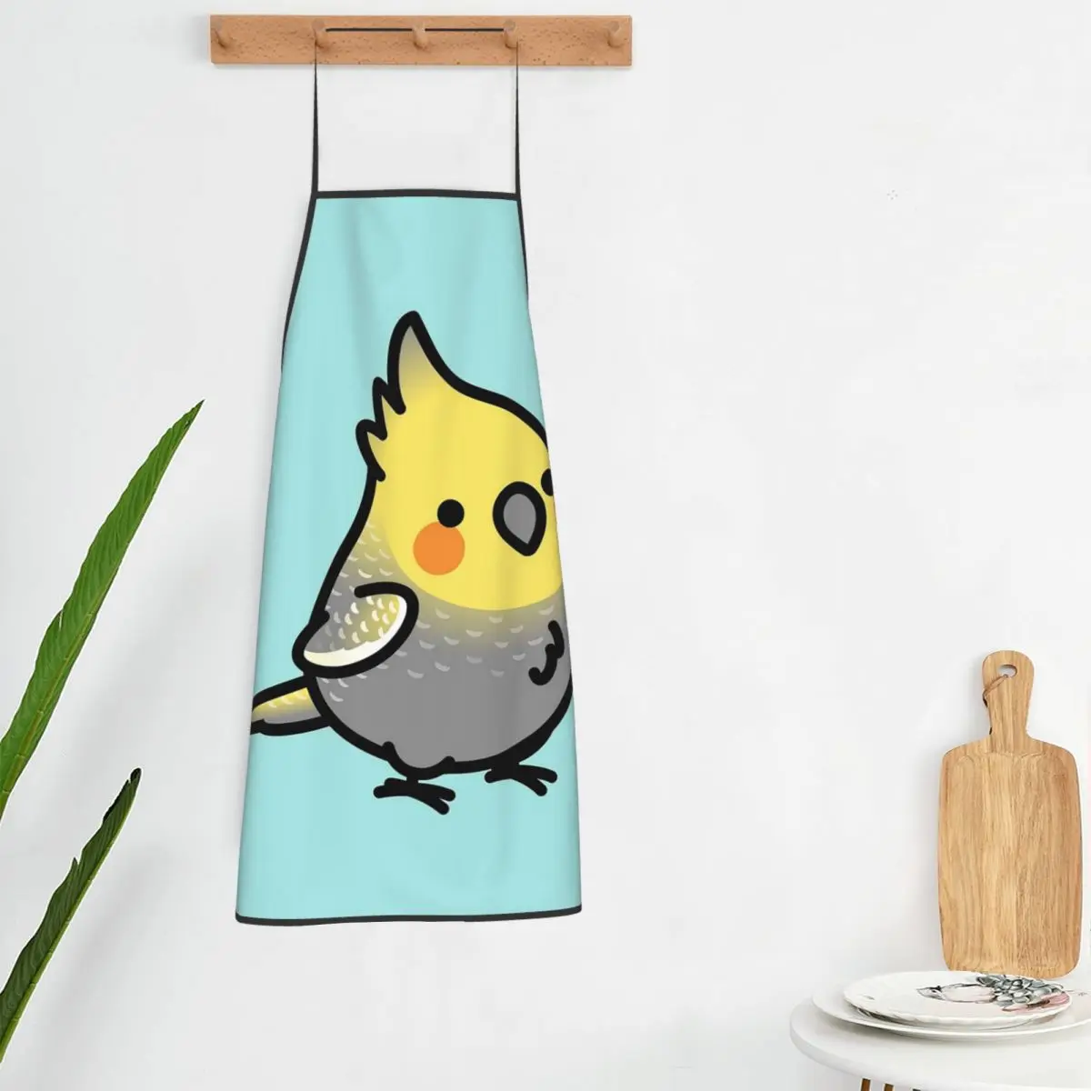 Chubby Pearl Cockatiel Apron Chef Cooking Cuisine Tablier Bib Kitchen Cleaning Pinafore for Women Men Gardening
