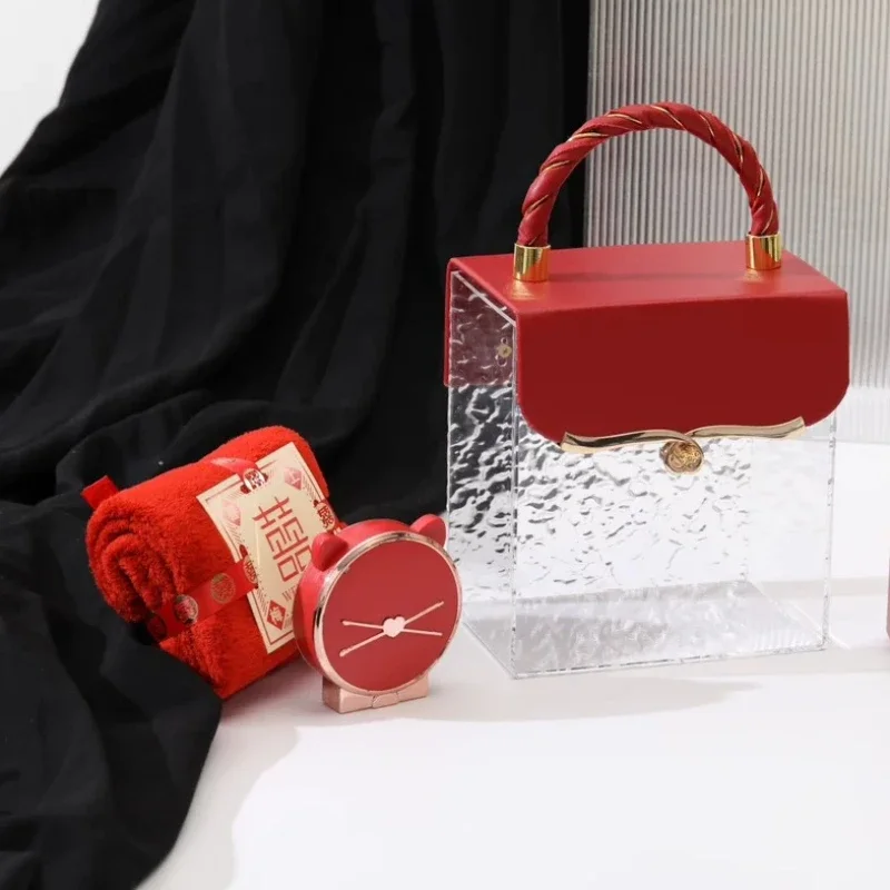 Wedding Banquet Transparent Acrylic Gifts Packaging Box Engagement Party Hand-held Gift Decoration Boxs Birthday Gift Box