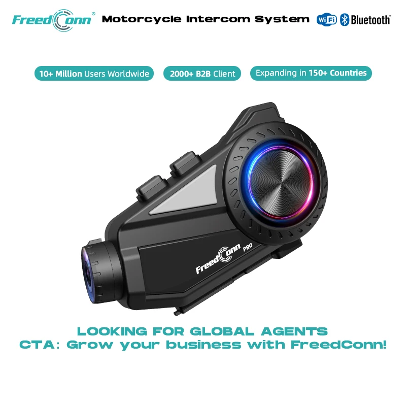 FreedConn R3 Pro V2 2K Helmet Action Camera WiFi Moto Video Recorder 50H Battery Helmet Headset motorcycles intercom