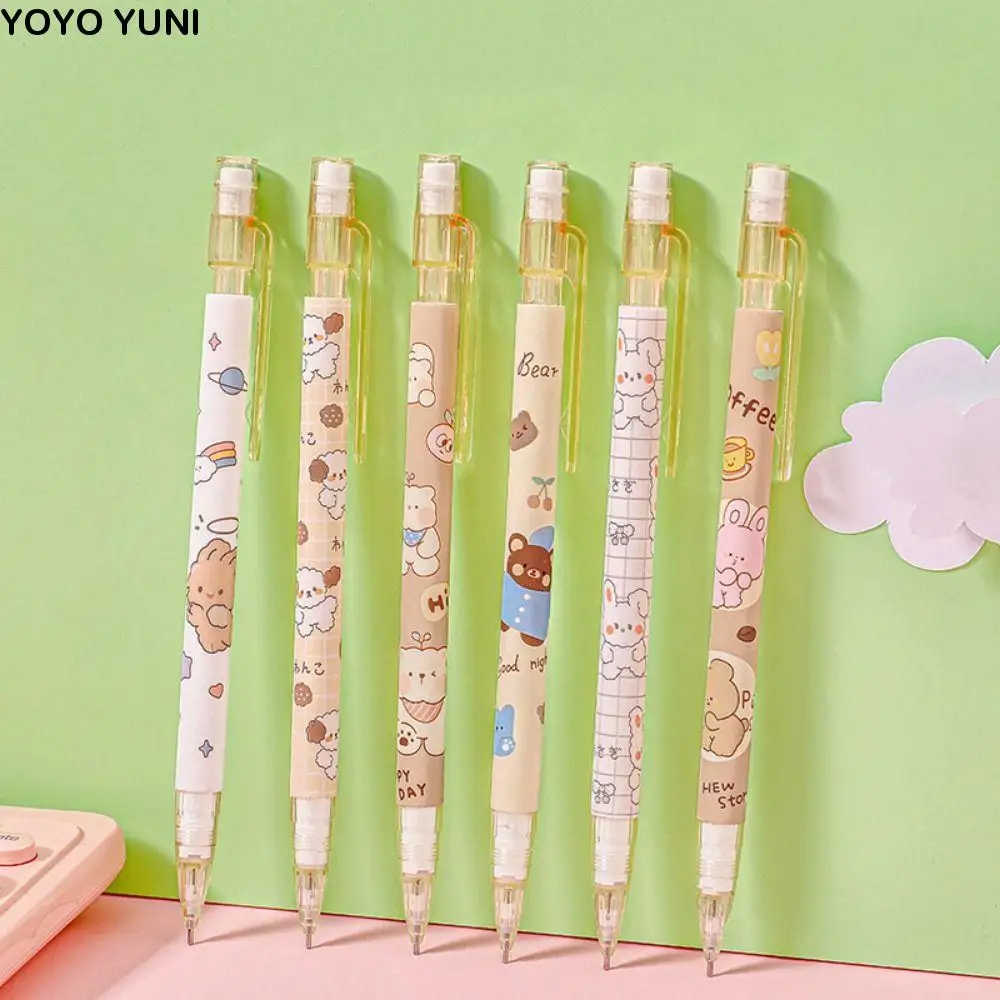 

Movable Pencil 0.5mm Mechanical Pencil Animals Astronaut Automatic Pencils Cute Peach Press Pen Students Prize