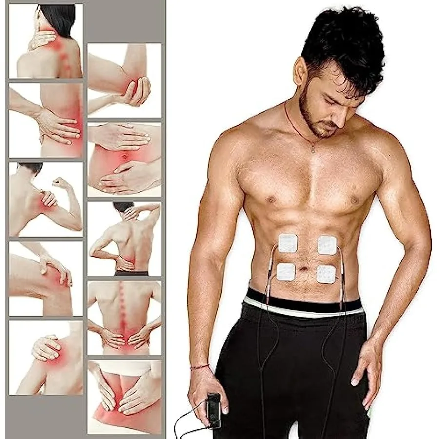 iStim Tens 유닛 자극기 - EV820 (8개 전극 포함) 일본산 젤, 통증 관리, 허리 통증 및 재활용