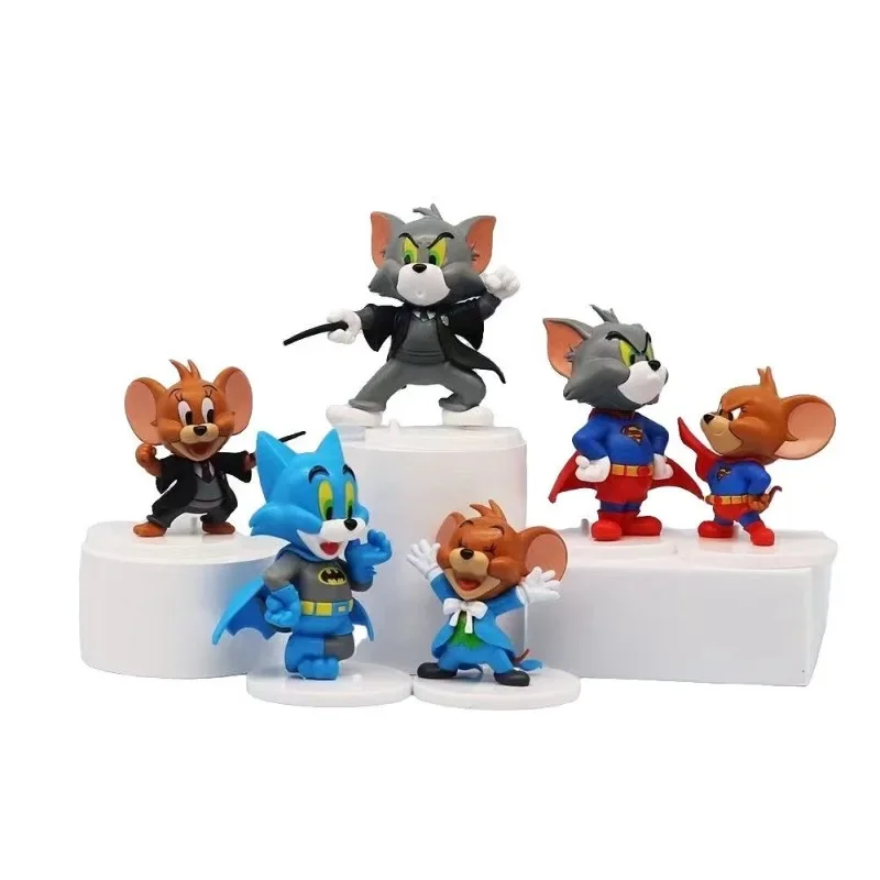 6pcs/bag Bandai Tom and Jerry Anime Action Figures Collection Ornaments Model Toys Birthday Gift PVC 8-10cm