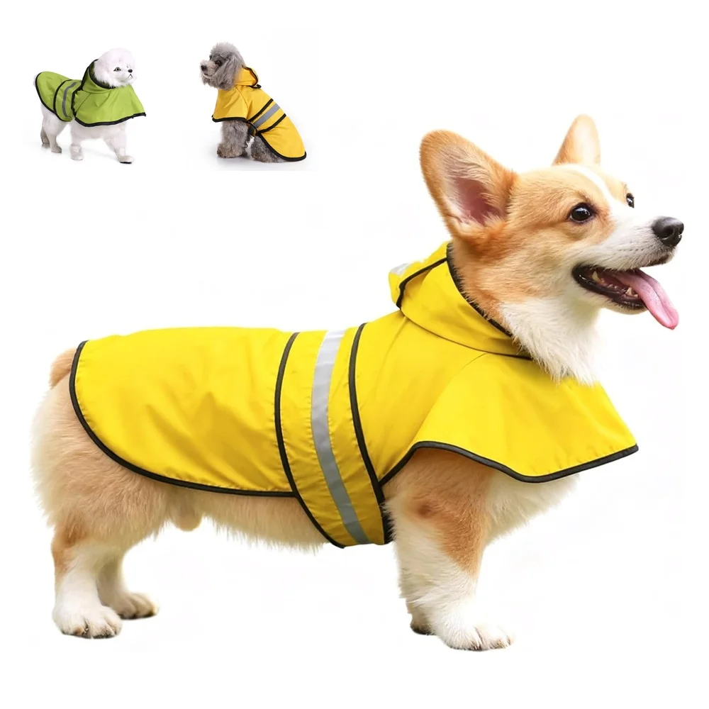 

Dog Raincoat with Hood & Safe Reflective Strips,Ultra-Light Breathable 100% Waterproof Rain Jacket for Small and Medium Dog