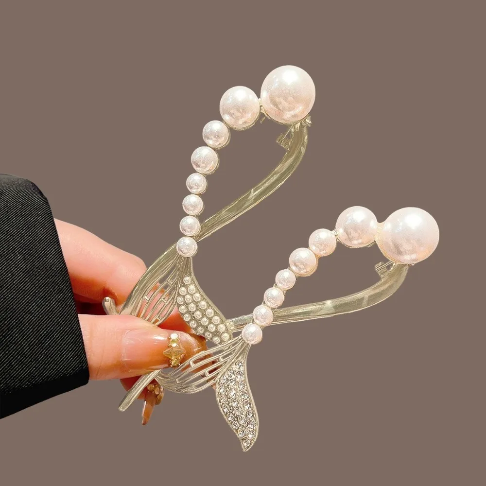 

Заколка-«хвост русалки» с жемчугом, белые жемчужные вставки, украшенная стразами, элегантный, мечтательный дизайн, для особых случаев, подчеркивает изысканность аксессуаров