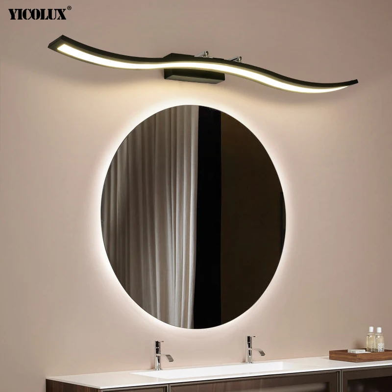 

Simple Bright Black White New Modern LED Mirror Lights Living Bedroom Toilet Wall Make Up Dressing Room Lamps Indoor Lighting