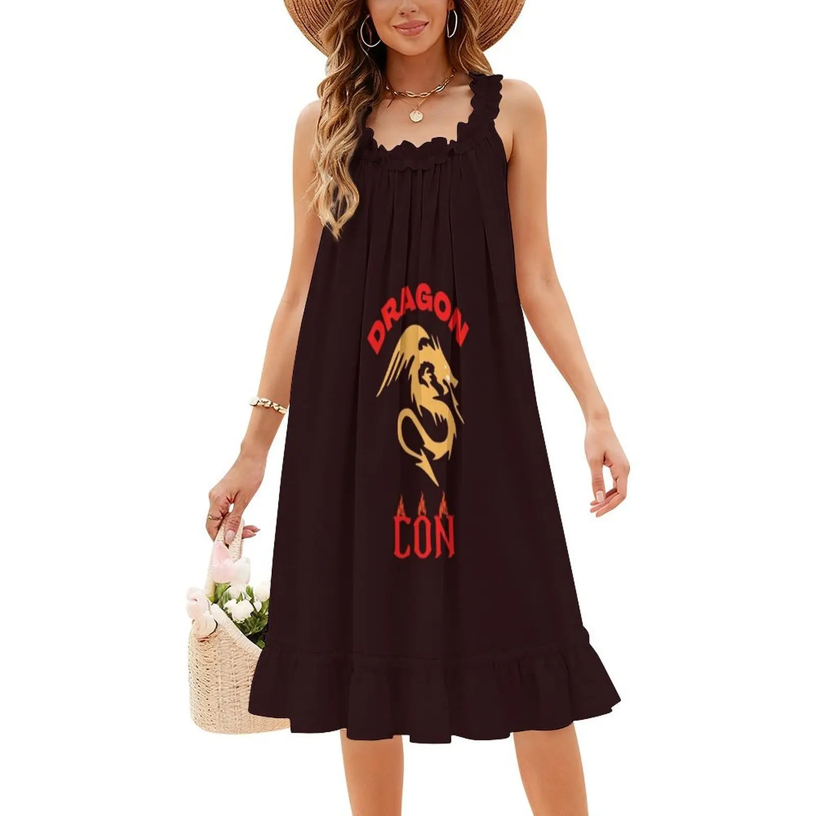 فستان تنين كون بفتحة عنق على شكل قلب فستان أنيق للحفلات الصيفية للنساء ملابس نسائية على شكل سجادة Dragon Con Dragoncon Marriot