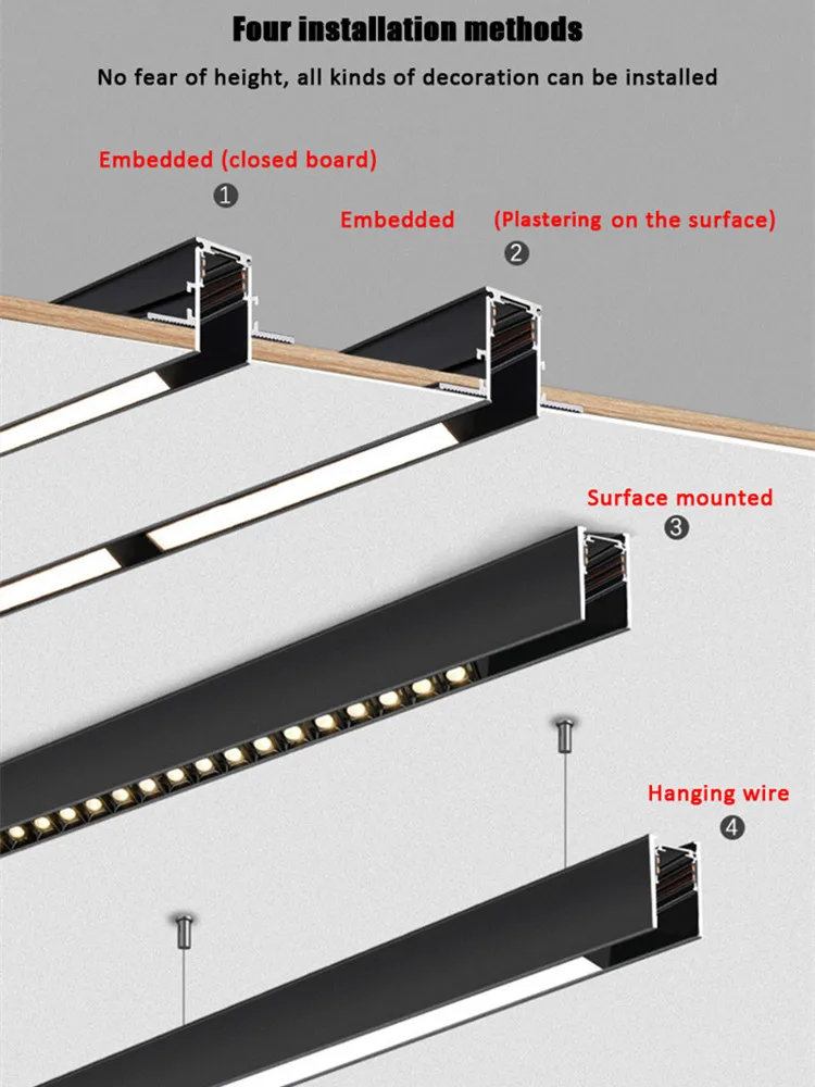 Modern Magnetic Track Light Embedded LED Spotlight Three Color Variable Light Living Room Without Main Lighting Grille Light Ser