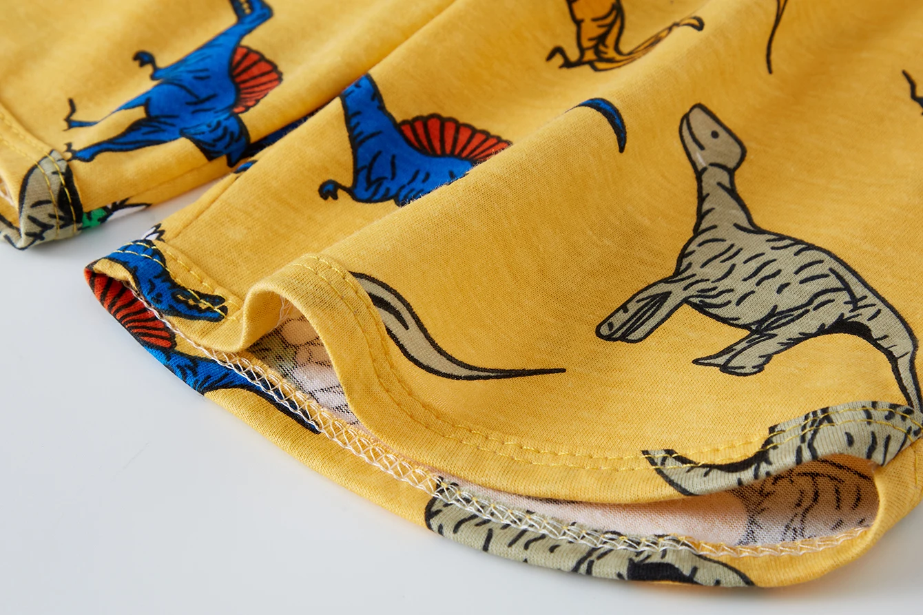 Sommer-Dinosaurier-Pyjama-Set für Jungen, kurzärmelige Shorts, 100 % Baumwolle, weich, atmungsaktiv, Kinder-Nachtwäsche, Alter 1–8 Jahre, 2 Stück – Detail 12