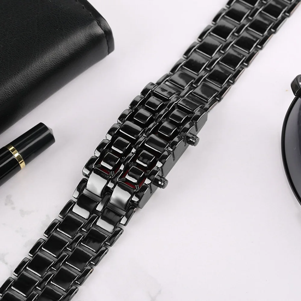 Reloj de pulsera Digital de acero para hombre, pulsera con luz LED de Lava, electrónica, gran oferta, envío directo