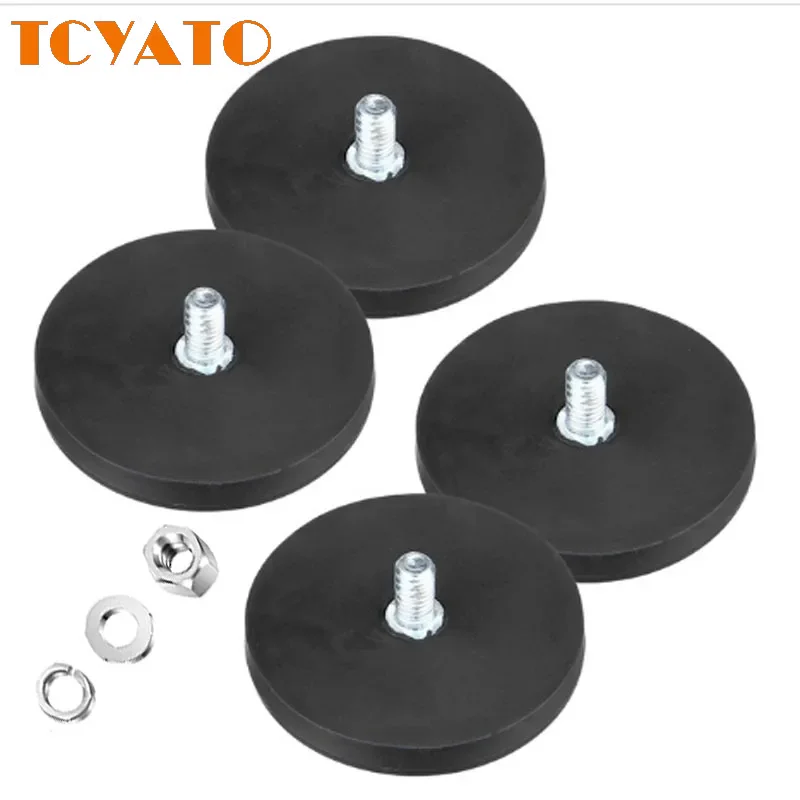 TCYATO 66mm Rubber Coated Magnet M8 Female Base Suction Cup Tool Scratch Resistant Magnet Strong Magnetic Rubber Base Pull 45lb