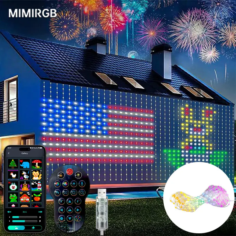 أضواء الستار LED الذكية USB، RGB LED نمط ديناميكي DIY أضواء سلسلة الستار مع التطبيق وجهاز التحكم عن بعد لهدية عيد الفصح عيد الميلاد #1