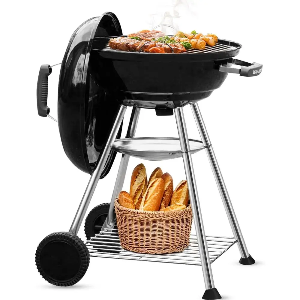 

Portable 18 Inch Charcoal BBQ Grill with Dual Venting for Camping and Backyard Cooking
