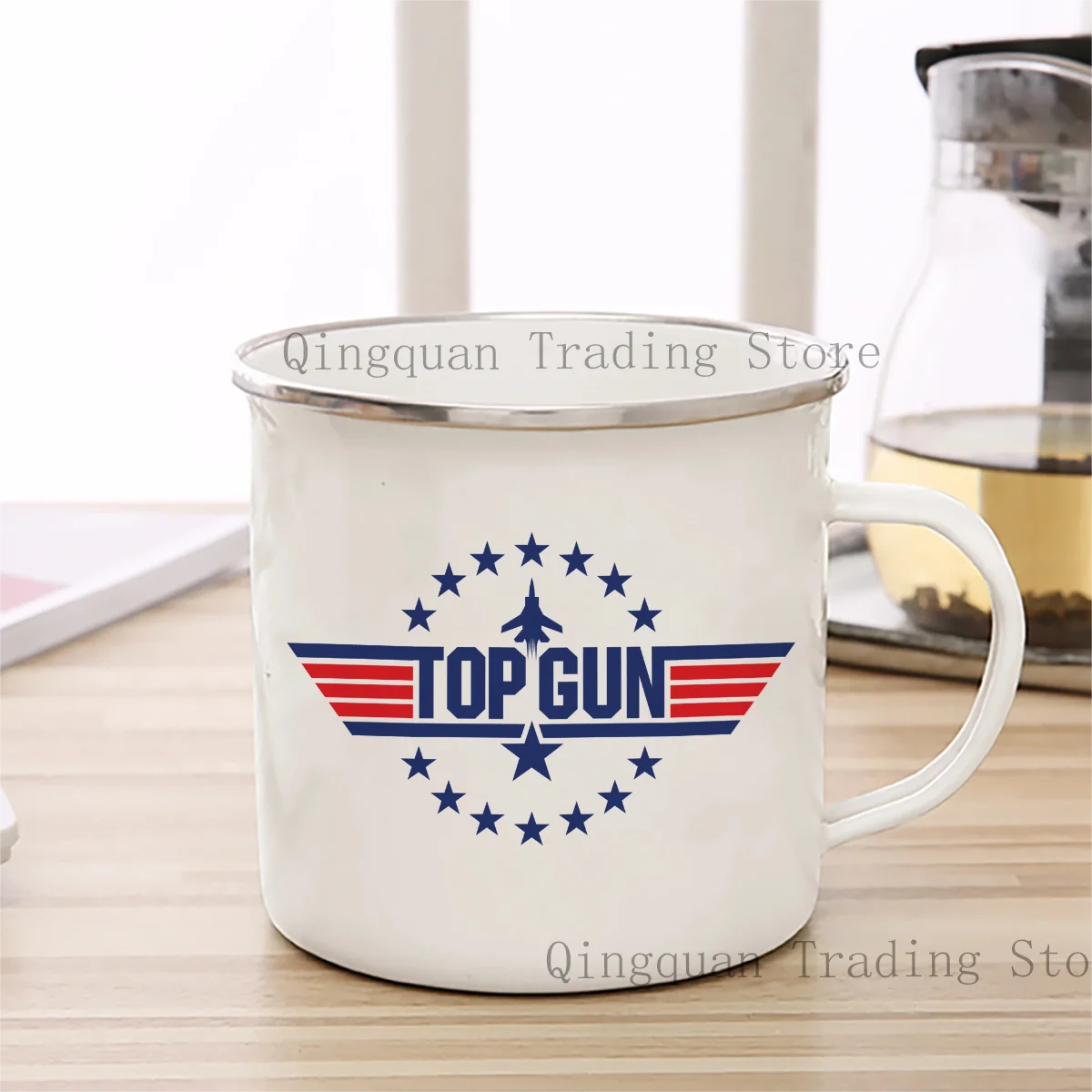 Top Gun   Enamelled cup Coffee Mug 11oz Ceramic Coffee Tea Cocoa Cup Handle Tea Drink Cup