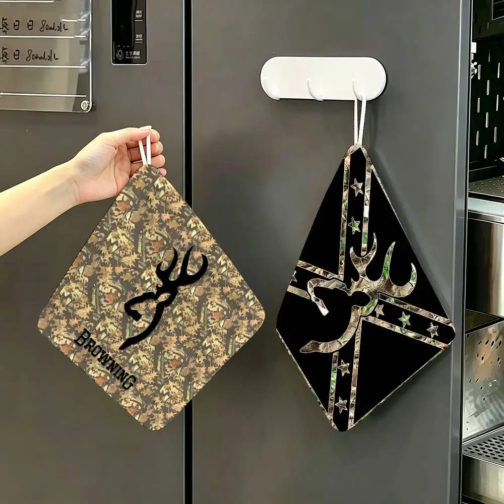 B-B-Browning-Logo Hanging Kitchen Towel, Polyester Cotton Material, Multipurpose Hand Wiping Towel for Family