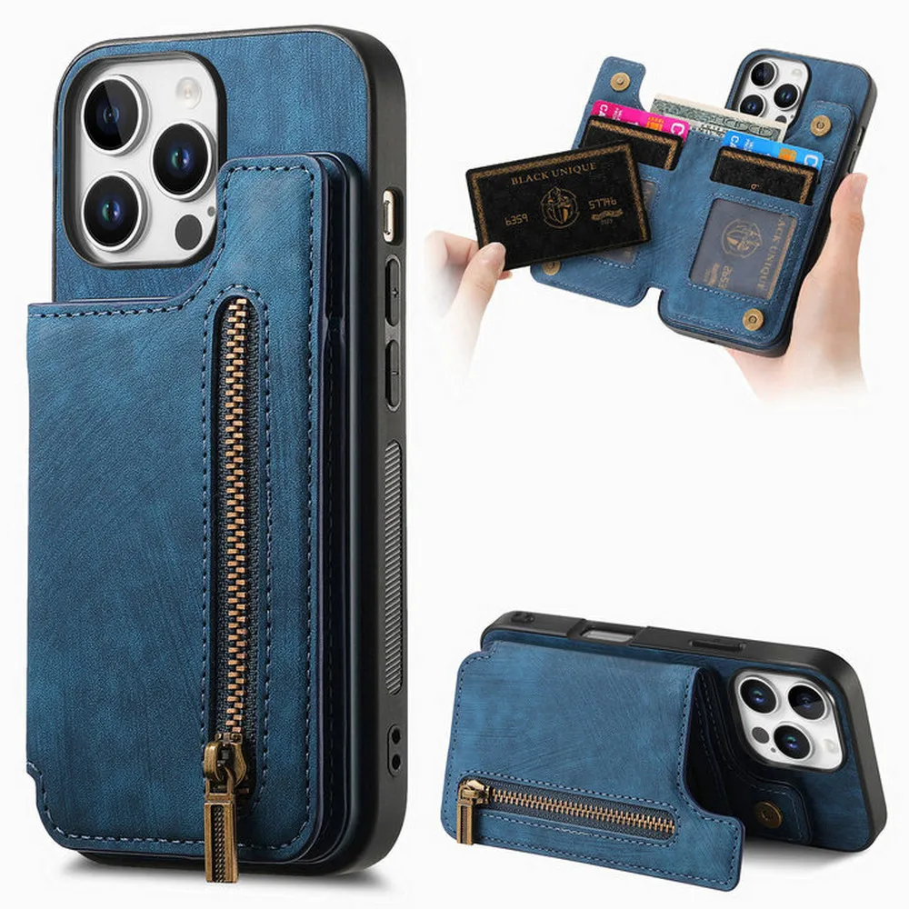 iPhone16 Pro Max 5G 2024 Luxury Case For iPhone 16 Plus Zipper Wallet Holder Card Leather Back Cover For iPhone 16 Pro 16+ Funda