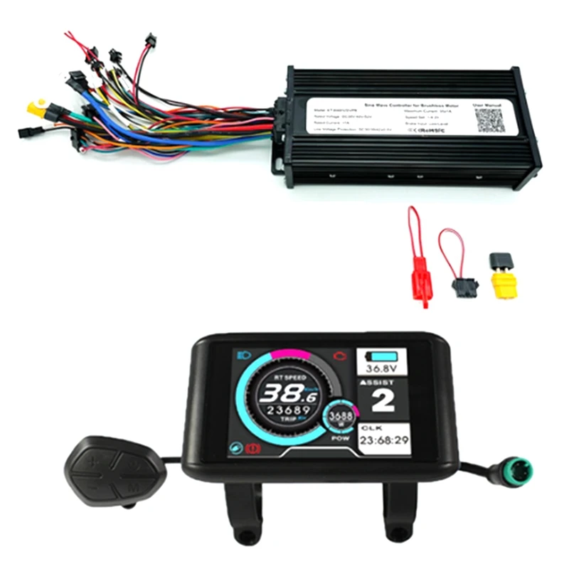 Sine Wave Ebike Controller Controller Plastic Parts 48V 52V 60V 72V 1500W-3000W 45A 3-Mode With Colorful LCD Display UKC-1