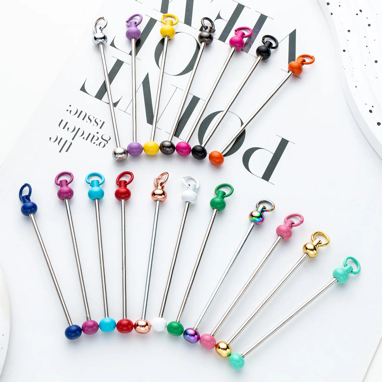 300pcs DIY Bead Pole Gradient Color Handmade Bead Keychain Accessories Pendant Wholesale Wedding Birthday Favors for Guests