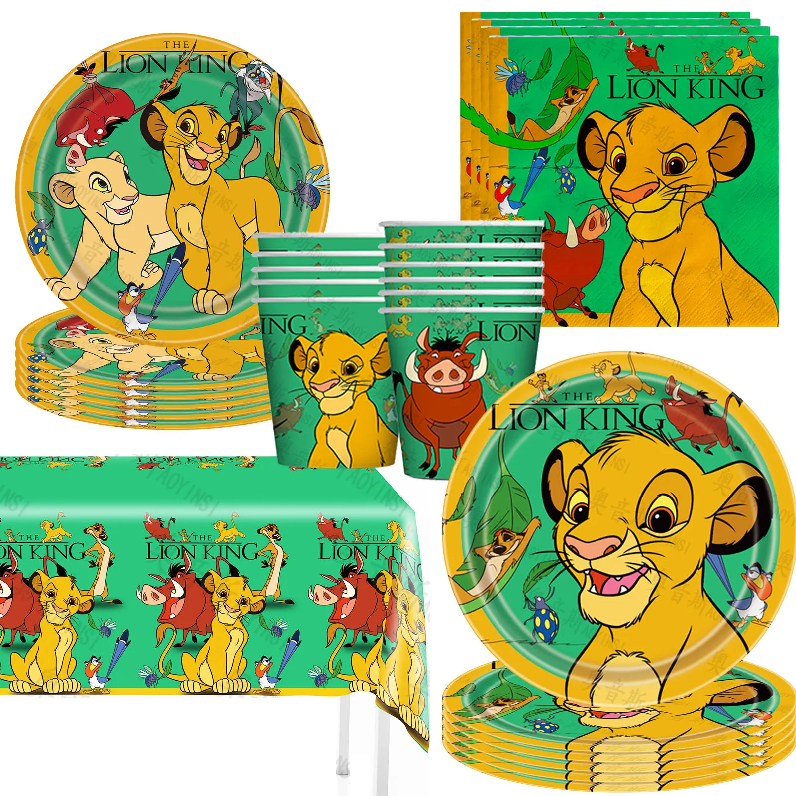 Lion King Tableware Paper Plate Napkin Cup Tablecloth Cartoon Disney Kids Happy Birthday Party Decoration Baby Shower Supplies