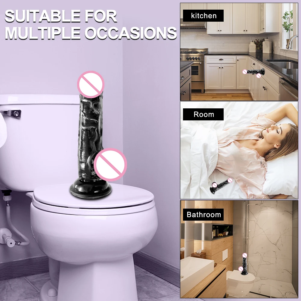 6.5 Inch Skin Realistic Dildo with Powerful Suction Cup Penis Black Big Dicks Sex Toys for Women Female Masturbation Adults 18