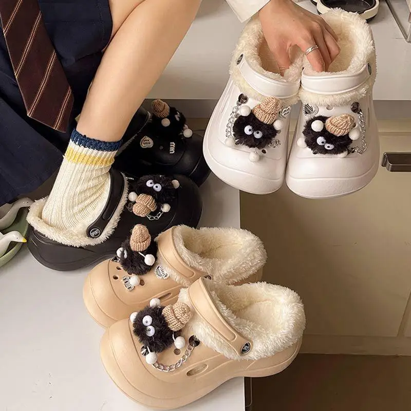 

Winter Warm Plush Insoles Shoes Cover For Crocs Hole Shoes Velvet Liner Thickened Soft Removable Liner Shoes Charm Insoles
