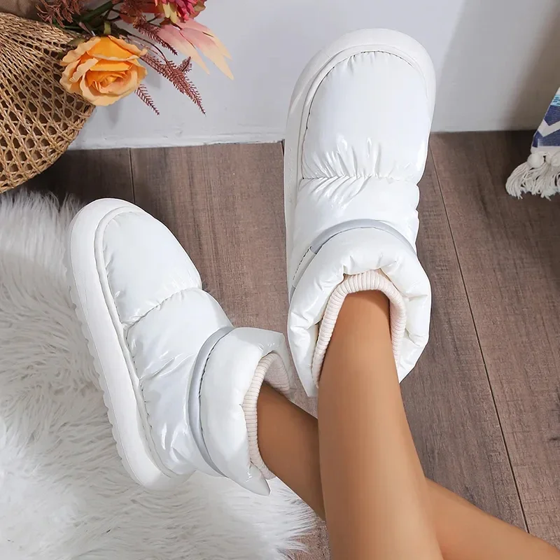 Women Winter Warm Cotton Shoes Plush Padded Slippers Thick Bottom Waterproof Down Snow Boots Woman Non-Slip Platform Ankle Boots