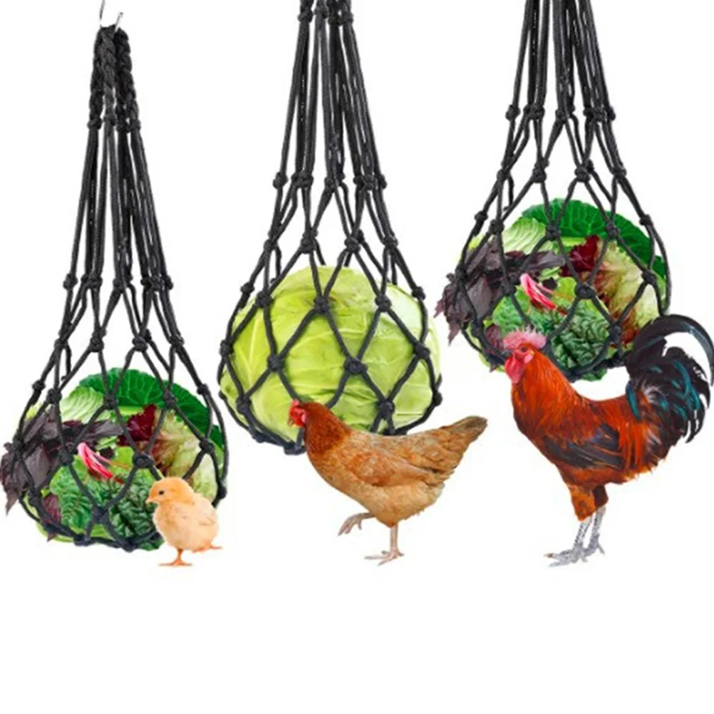 

2 Pcs Chicken Vegetable String Bag Hanging Feeder Mesh Net Reusable Poultry Feeding Supplies For Hens Storage Fruits Vegetables