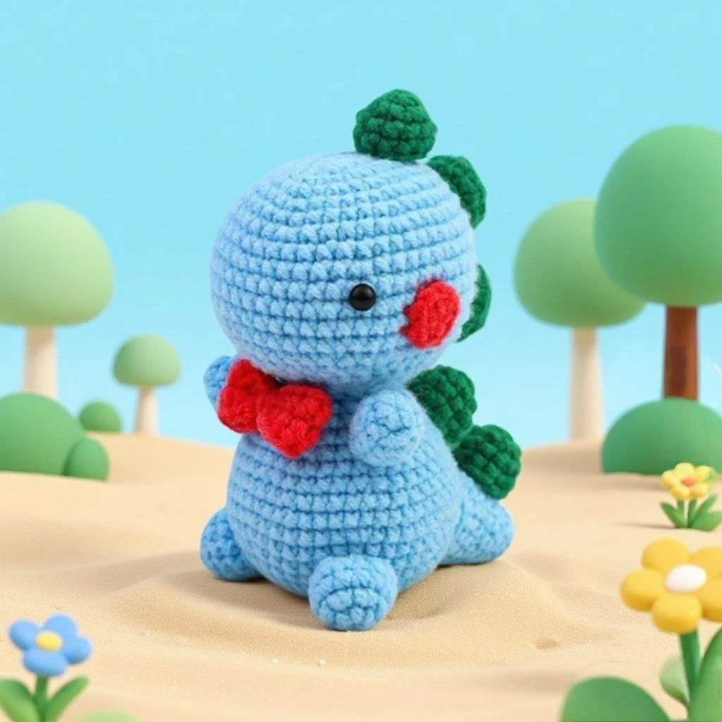 

Beginners Dinosaur Knitting Crochet Material Bag with Step-by-Step Instructions Video