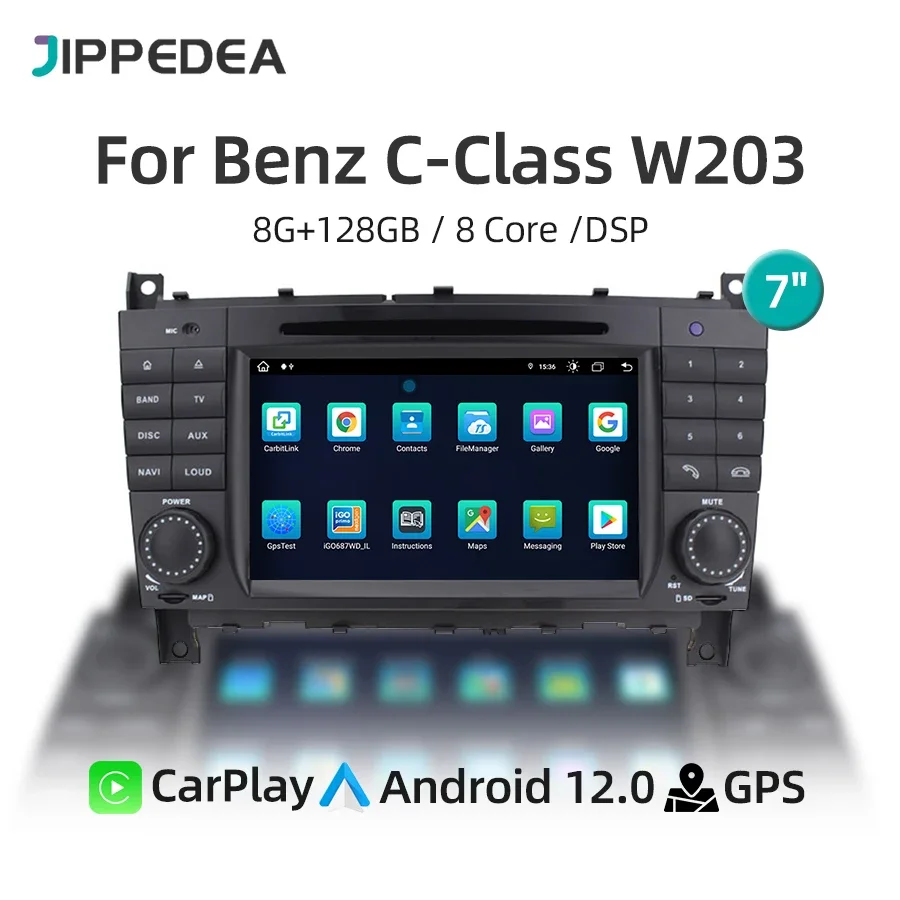 Car DVD Multimedia Player For Mercedes Benz C-Class W203 CLK W209 W219 CarPlay Android 12 GPS Navigation 4G LTE DSP Stereo Radio