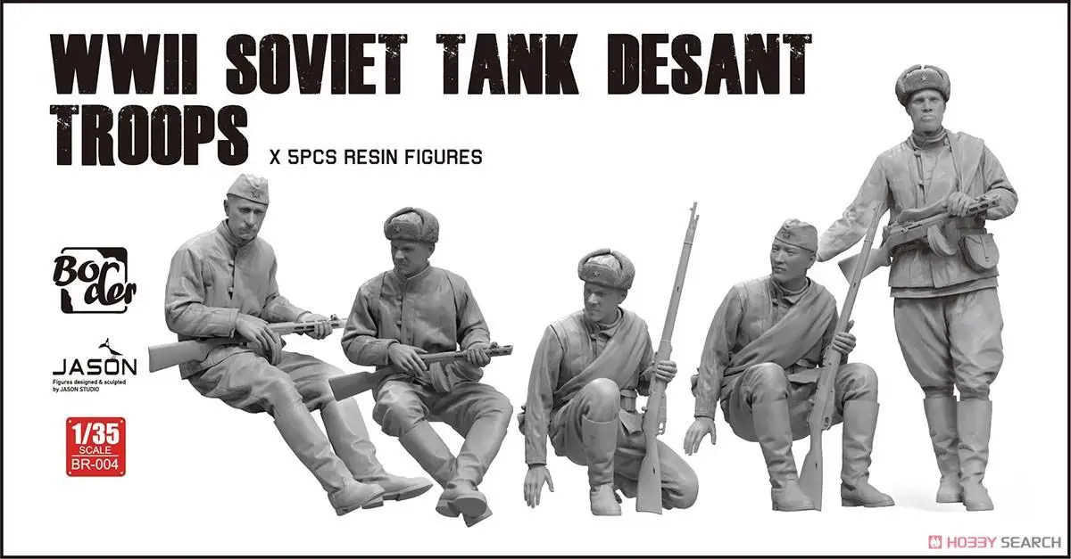 

Border BR-004 1/35 Scale WWII Soviet Tank Desant Troops X5 PCS Resin Figures Model Kit