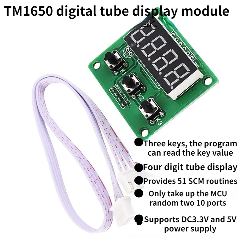 1Pcs Four-digit Digital Tube Display Module TM1650 Module with Key Scanning Module 4-wire Driver I2C Protocol