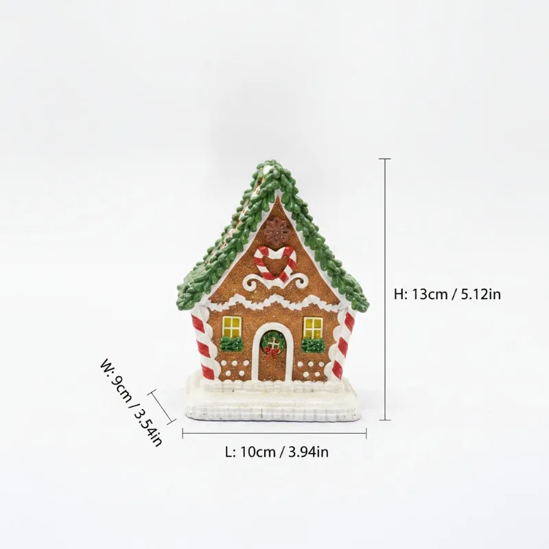 1 PC Creative Christmas Candy Station Gingerbread House Resin Ornament, Multi-scene Holiday Decoration, Cultural Craft Figurine