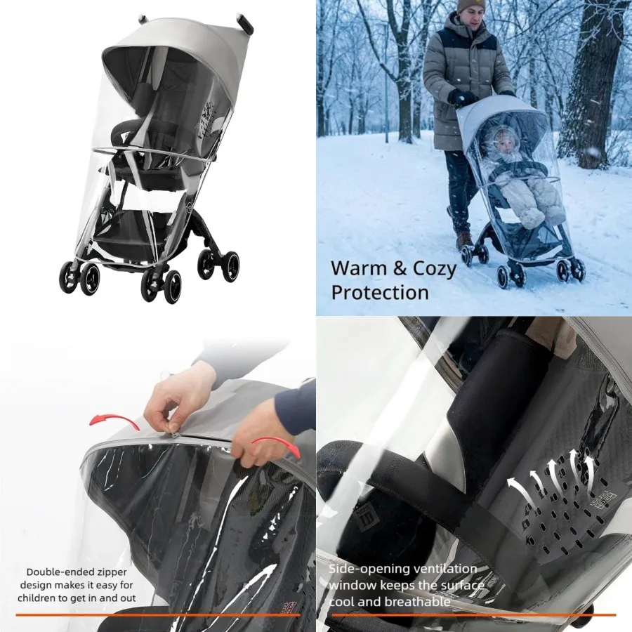 gb Rain Cover for Pockit Stroller- Clear Waterproof and Windproof Baby Stroller Protector with Zipper, Rain Shield for Infant T