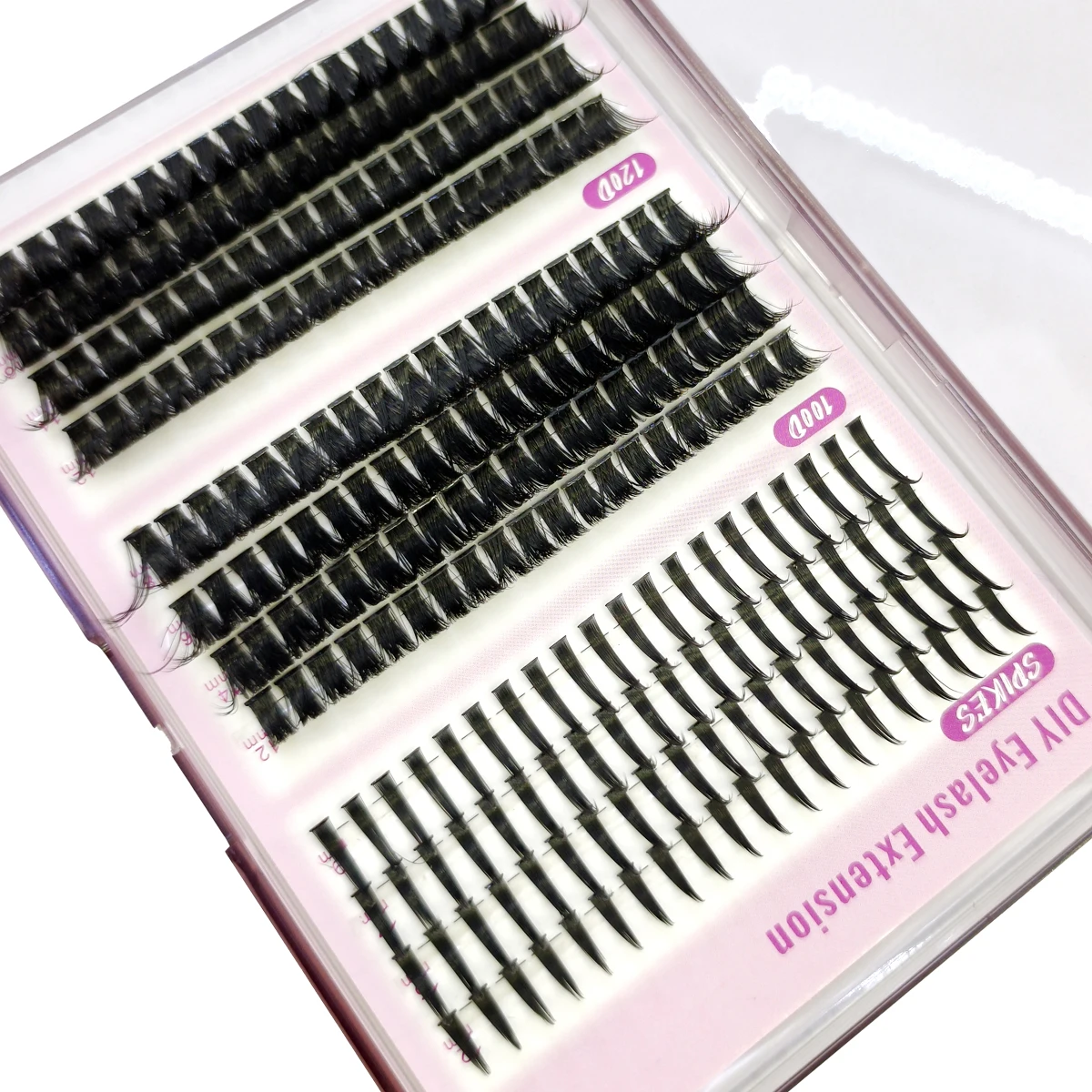 HBZGTLAD12rows Spikes100D120Dfalse eyelash clusters fluffy thick and dense single eyelash book clusters extended DIY home use