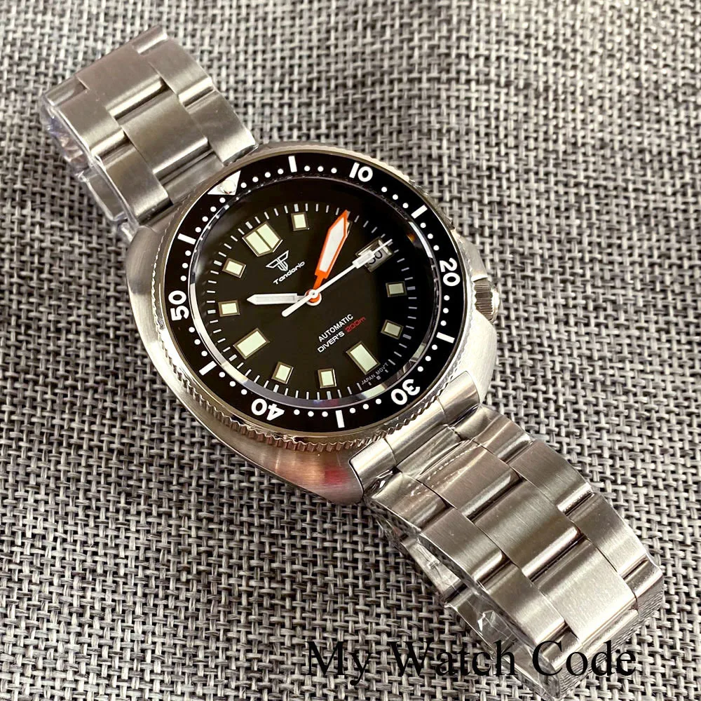 Tandorio NH35 PT5000 Captain Water Resistant 200M Dive Mechanical Watch Men Orange Hand Sapphire Glass Top Luxury 120clicks 44mm