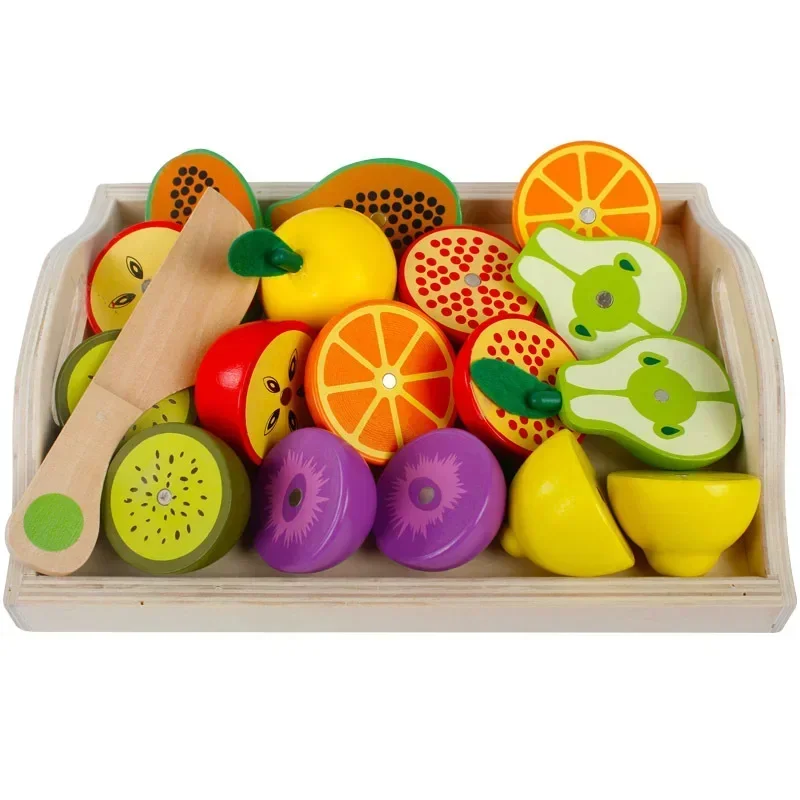 

Educational Cutting Fruits Vegetable Wooden Toys Play Food Kitchen cooking game Children Play House toy kids baby Birthday Gift