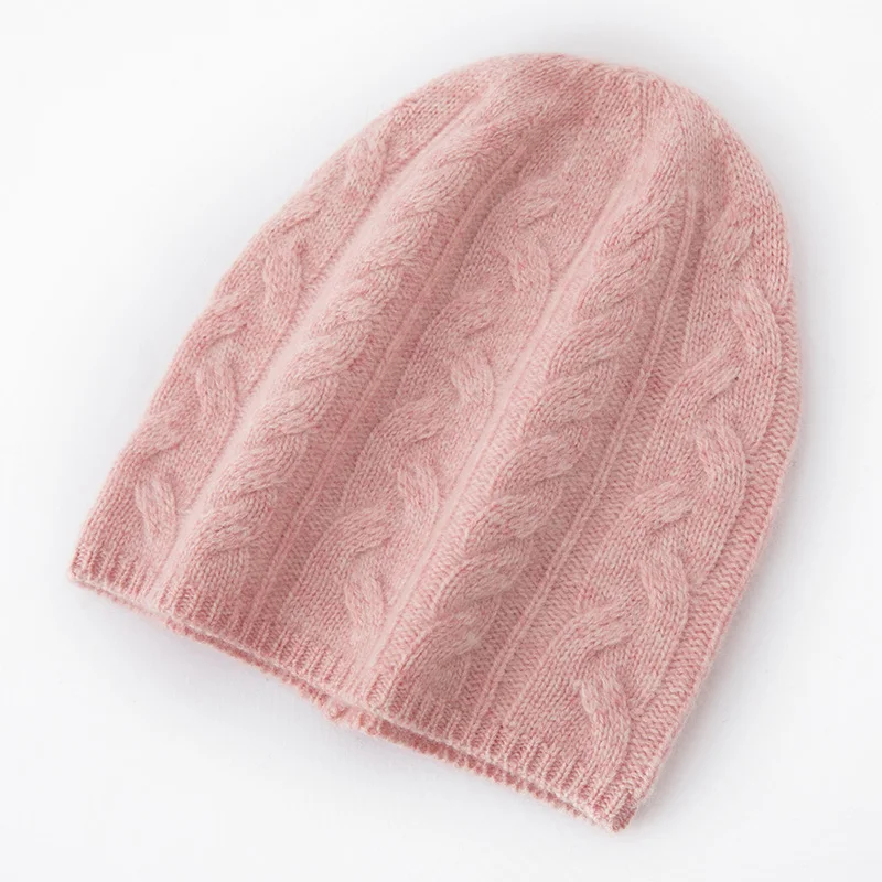 

Autumn and Winter New 100% Cashmere Women's Knitted Hat Solid Color Warm Winter Casual Neutral Hat Fashion Women's Hat