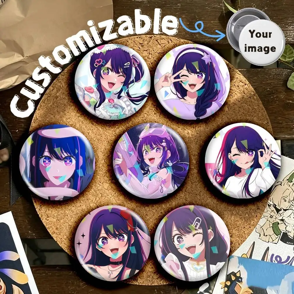 Mom Ai H-Hoshino O-Oshi no-Ko Round Brooch Pins, Personalized Badges With Broken Glass Design Fashion Accessory