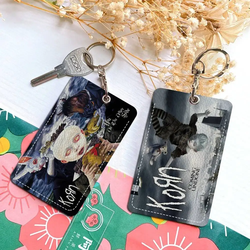 روك باند كورن بدون عنوان ديلوكس 1 قطعة حافظة بطاقات الوصول حافظة بطاقات جلدية المفاتيح حلقة رئيسية باب الوصول العلامات حافظة بطاقات الهوية المفاتيح