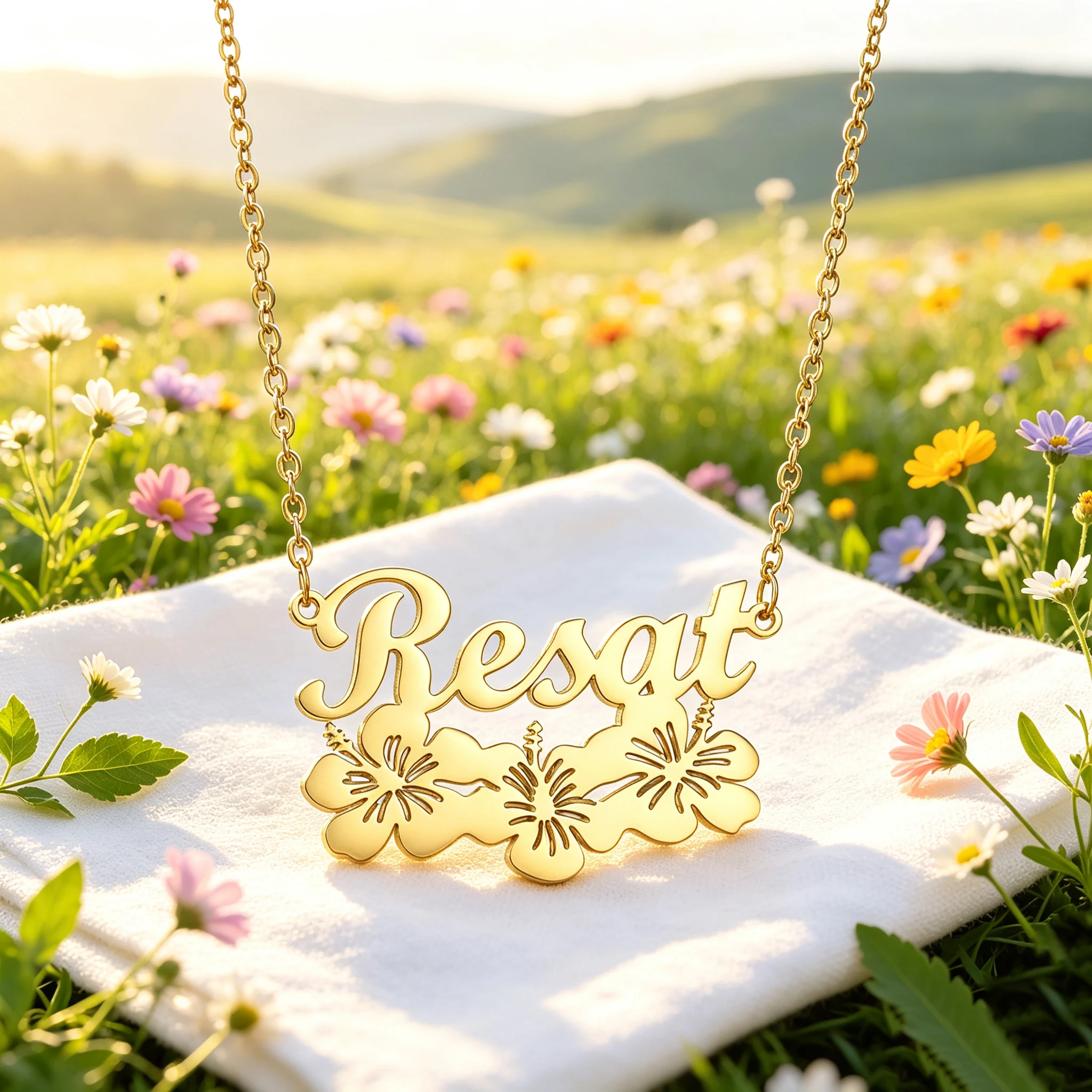Custom Flowers Necklace Personalized Elegant Nameplate Choker Bespoke Name Necklaces For Women Men Stainless Steel Jewelry New