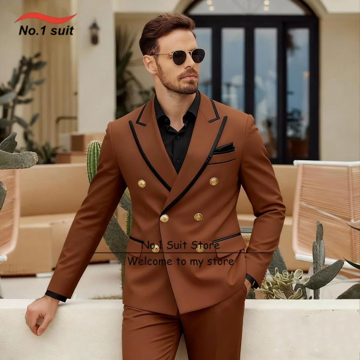 

Formal 2 Piece Men's Tuxedo Slim Fit Men Suit Double Breasted Blazer Pant Set Wedding Prom Men's Suits