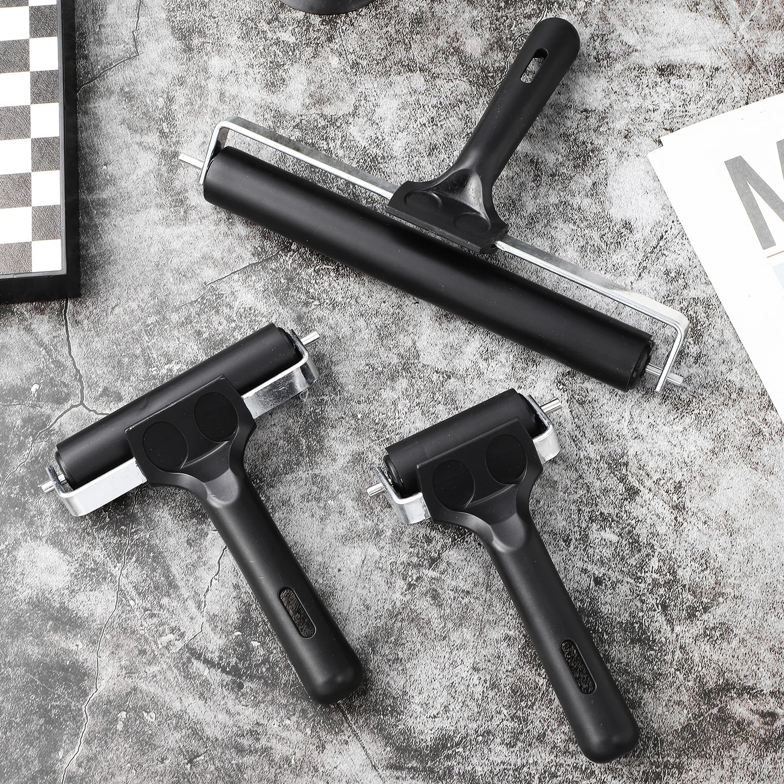 

3Pcs Printmaking Rollers Rubber Crafting Stamping Gluing Wallpaper Multipurpose Durable Longservicelife