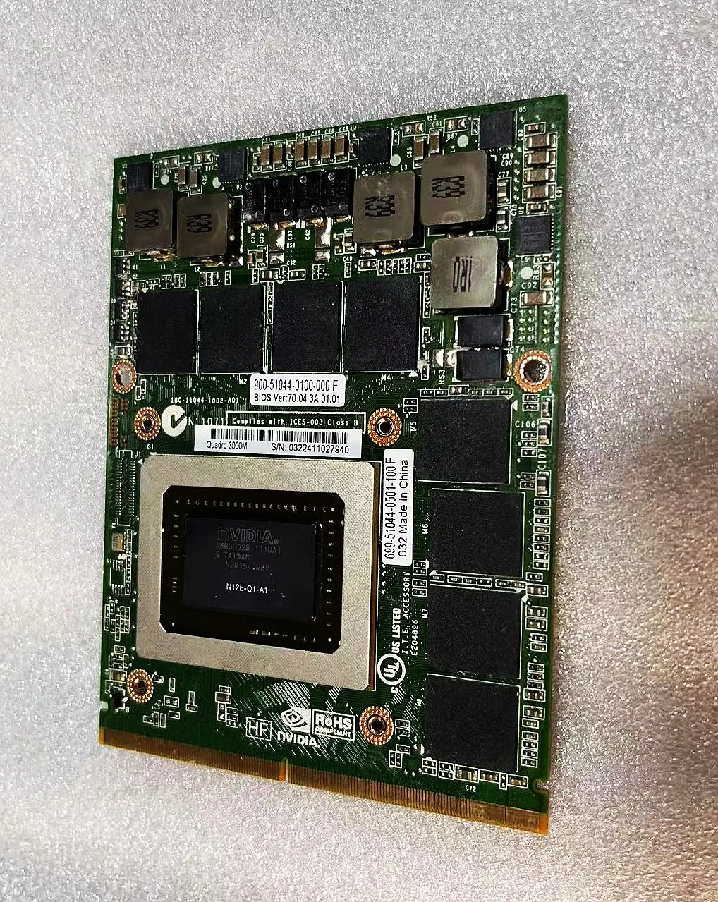 Carte graphique quadro prend en charge x3000m q3000m gddr5 2gb n12e - Q1 - A1 para Dell m6600 m15x HP 8740w 8760w Teste OK 100%